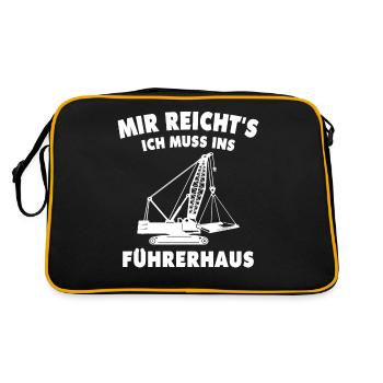 Kranführer Kran Kranfahrer - Retro Tasche - Schwarz/Gold - Hinten