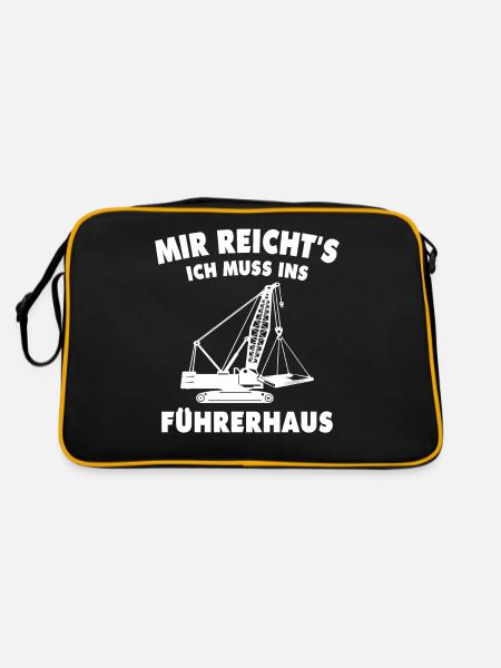 Kranführer Kran Kranfahrer - Retro Tasche - Schwarz/Gold - Hinten