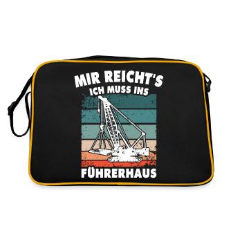 Kranführer Kran Kranfahrer - Retro Tasche - Schwarz/Gold - Hinten