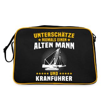 Kranführer Kran Kranfahrer - Retro Tasche - Schwarz/Gold - Hinten