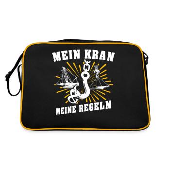 Kranführer Kran Kranfahrer - Retro Tasche - Schwarz/Gold - Hinten