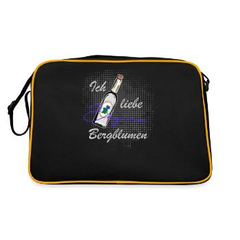 Ich liebe Bergblumen lustiger Spruch - Retro Tasche - Schwarz/Gold - Hinten