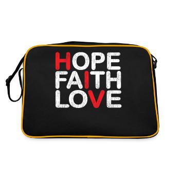Hope Faith Love Hiv aide la bureaucratie Soutenir Citation - Sac Retro - noir/or - Dos