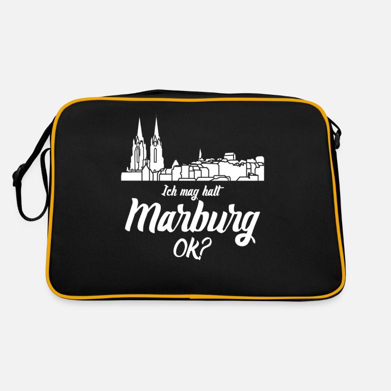Marburger Ich mag Marburg - Retro Tasche - Schwarz/Gold