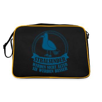 Stralsund Spruch Stralsunder - Retro Tasche - Schwarz/Gold - Hinten