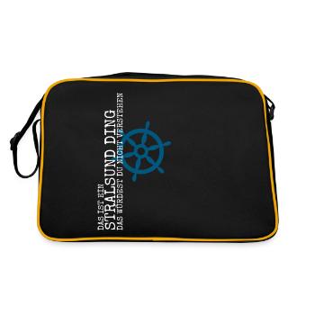 Stralsund lustiger Spruch Stralsunder - Retro Tasche - Schwarz/Gold - Hinten