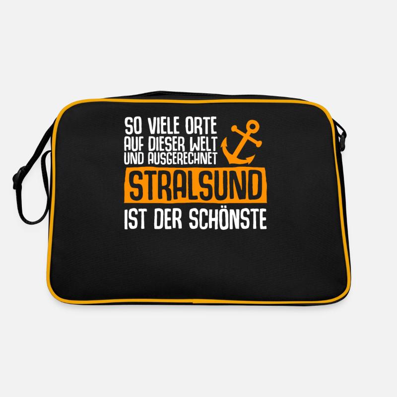 Stralsunder Spruch Stralsund - Retro Tasche - Schwarz/Gold