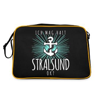 Stralsunder Ich mag Stralsund - Retro Tasche - Schwarz/Gold - Hinten
