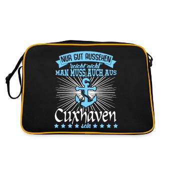 Cuxhaven Witz lustig Cuxhavener - Retro Tasche - Schwarz/Gold - Hinten