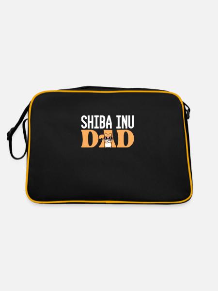 Shiba Inu Dad - Retro Tasche - Schwarz/Gold - Hinten
