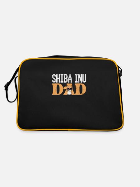 Shiba Inu Dad Hund Hundeliebhaber Geschenk - Retro Tasche - Schwarz/Gold - Hinten