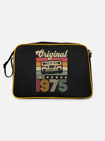 Vintage Geburtstag Original Geschenkidee 1975 - Retro Tasche - Schwarz/Gold - Hinten