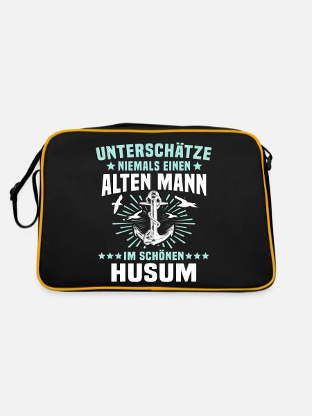 Husum Männer Husumer Mann - Retro Tasche - Schwarz/Gold