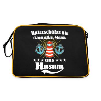 Husum Männer Husumer Mann - Retro Tasche - Schwarz/Gold - Hinten