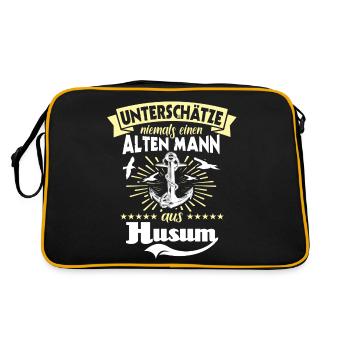 Husum Männer Husumer Mann - Retro Tasche - Schwarz/Gold - Hinten