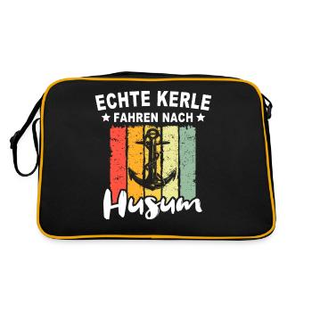 Husum Männer Husumer Mann - Retro Tasche - Schwarz/Gold - Hinten