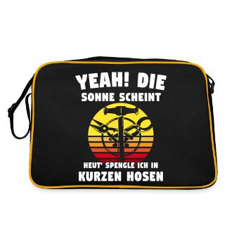 Spengler Bauspengler Spengeln - Retro Tasche - Schwarz/Gold - Hinten