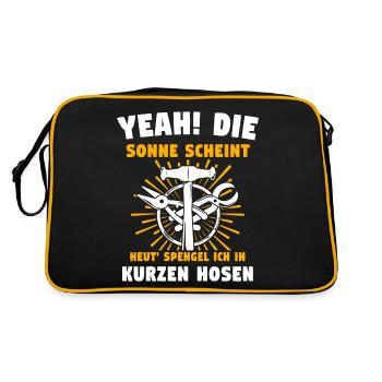Spengler Bauspengler Spengeln - Retro Tasche - Schwarz/Gold - Hinten