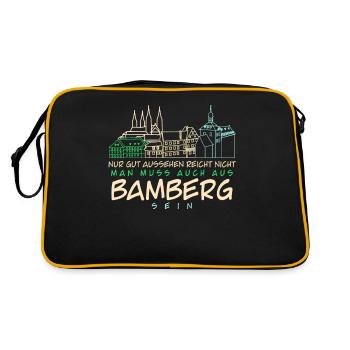 Bamberg Sehenswürdigkeiten Bamberger - Retro Tasche - Schwarz/Gold - Hinten
