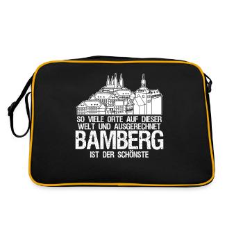 Bamberg schönste Stadt Bamberger - Retro Tasche - Schwarz/Gold - Hinten