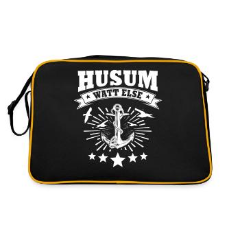 Husum - Retro Tasche - Schwarz/Gold - Hinten