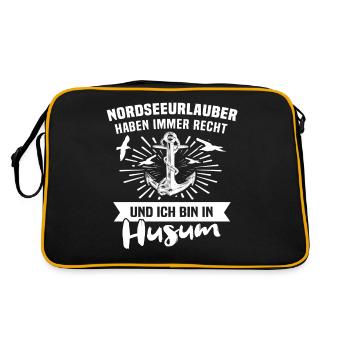 Husum - Retro Tasche - Schwarz/Gold - Hinten
