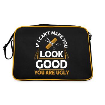Friseur Spruch Geschenk Friseursalon Friseur - Retro Tasche - Schwarz/Gold - Hinten