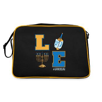 Love Hanukkah, Jewish Dreidel Menorah Hanukkah - Retro Bag - black/gold - Back