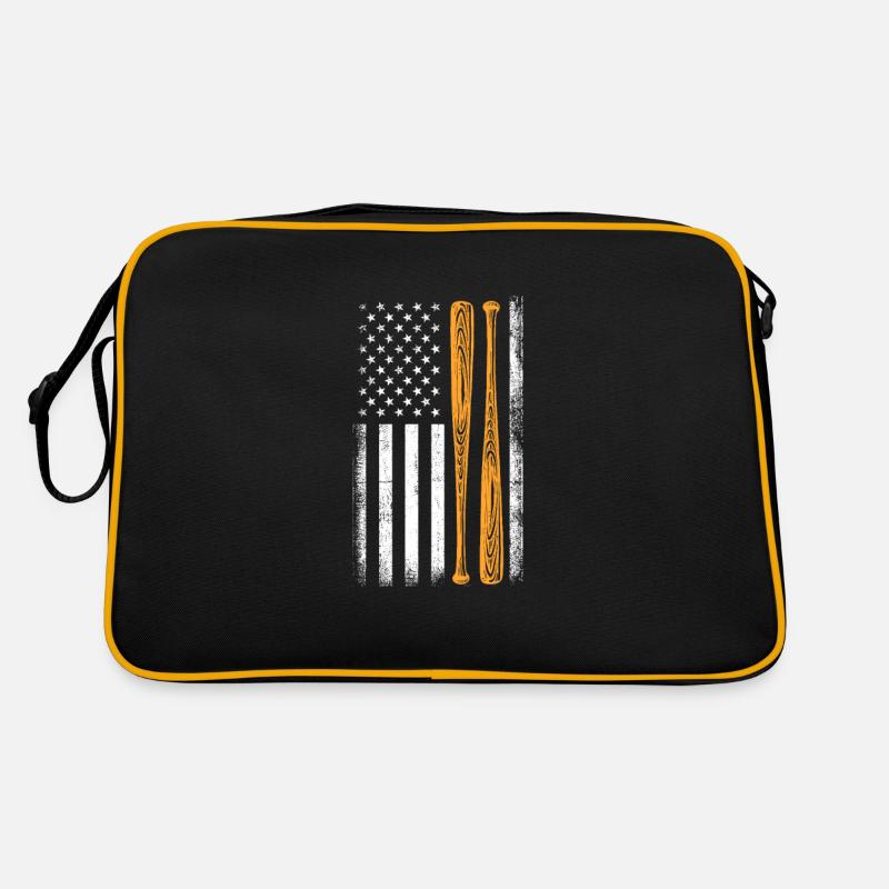 Softball USA Baseball Amerika Pitcher Geschenk - Retro Tasche - Schwarz/Gold