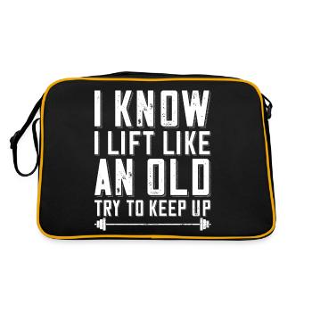 Bodybuilder Je soulève l’haltère comme un vieil homme - Sac Retro - noir/or - Dos