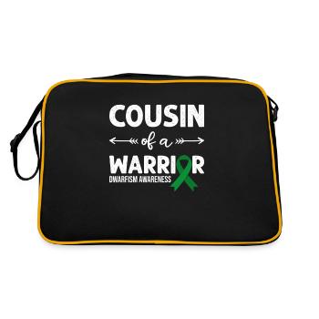 Cousin Of A Warrior, Grüne Schleife Zwergenwuchs - Retro Tasche - Schwarz/Gold - Hinten