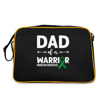 Dad Of A Warrior, Grüne Schleife Zwergenwuchs - Retro Tasche - Schwarz/Gold - Hinten