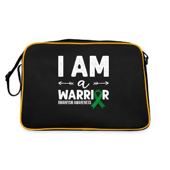 I Am A Warrior, Grüne Schleife Zwergenwuchs - Retro Tasche - Schwarz/Gold - Hinten