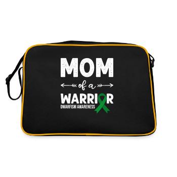 Mom Of A Warrior, Grüne Schleife Zwergenwuchs - Retro Tasche - Schwarz/Gold - Hinten