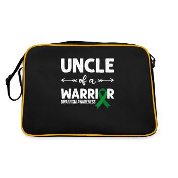 Uncle Of A Warrior, Grüne Schleife Zwergenwuchs - Retro Tasche - Schwarz/Gold - Hinten