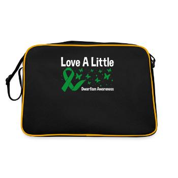 Love A Little, Grüne Schleife Zwergenwuchs - Retro Tasche - Schwarz/Gold - Hinten