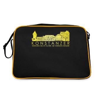 Konstanz Bodensee Konstanzer - Retro Tasche - Schwarz/Gold - Hinten