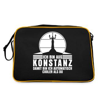 Konstanz Bodensee Urlaub Konstanzer - Retro Tasche - Schwarz/Gold - Hinten