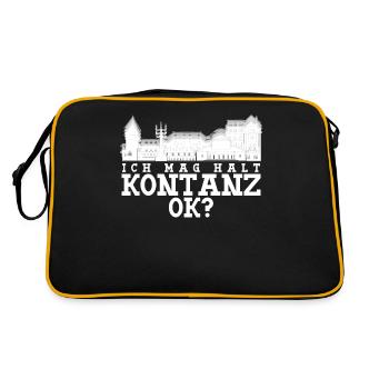 Bodensee Ich mag Konstanz Konstanzer - Retro Tasche - Schwarz/Gold - Hinten