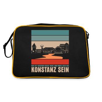 Konstanz Bodensee Witz Konstanzer - Retro Tasche - Schwarz/Gold - Hinten