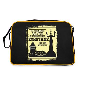 Bodensee Konstanzer Konstanz - Retro Tasche - Schwarz/Gold - Hinten