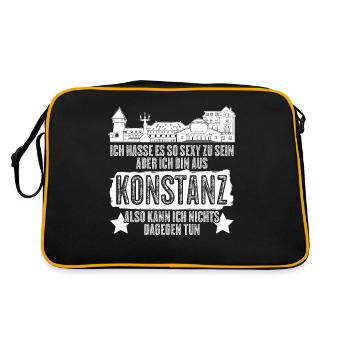 Bodensee Konstanz - Retro Tasche - Schwarz/Gold - Hinten