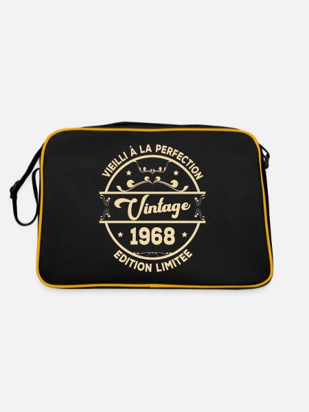 Vintage 1968 Retro Geburtstagsgeschenkidee 1968 - Retro Tasche - Schwarz/Gold - Hinten