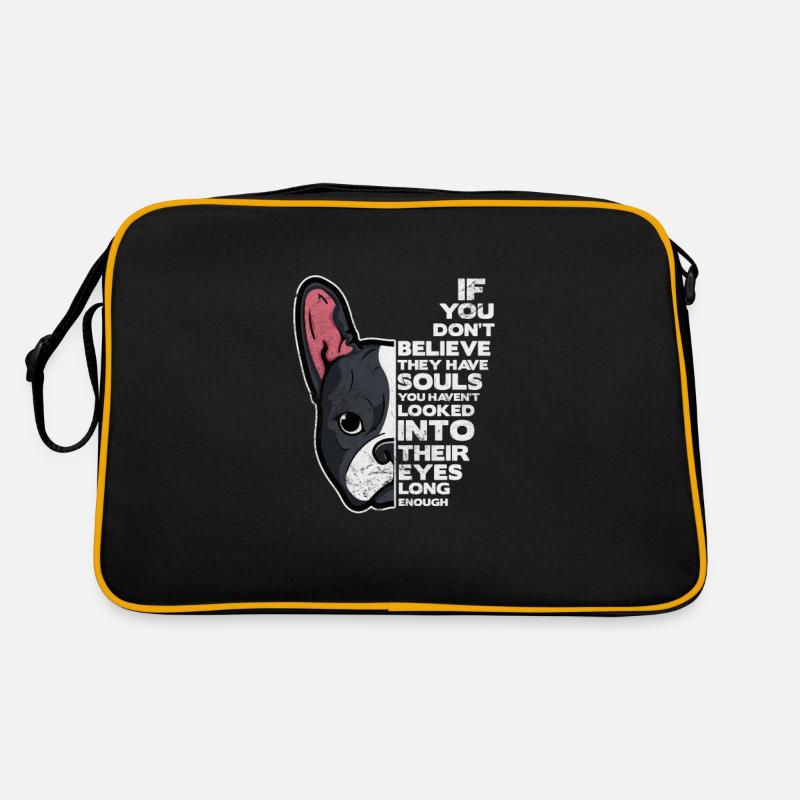 Boston Terrier - Retro Tasche - Schwarz/Gold
