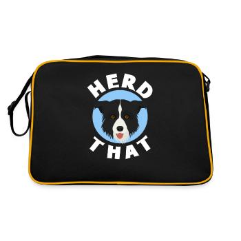 Border Collie - Retro Tasche - Schwarz/Gold - Hinten