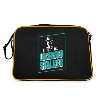 Licensed Stalker, Lustiger Privatdetektiv - Retro Tasche - Schwarz/Gold - Hinten