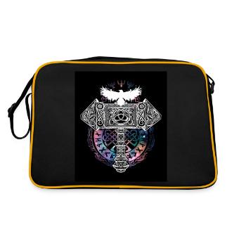 Thor Hammer Raven Mjölnir Rune Viking Galaxy - Sac Retro - noir/or - Dos