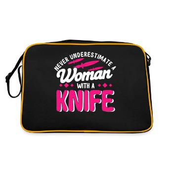 Messerwurfscheibe Geschenk Messerwerfer - Retro Tasche - Schwarz/Gold - Hinten