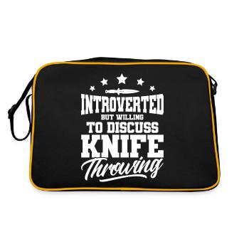 Messerwurfscheibe Geschenk Messerwerfer - Retro Tasche - Schwarz/Gold - Hinten