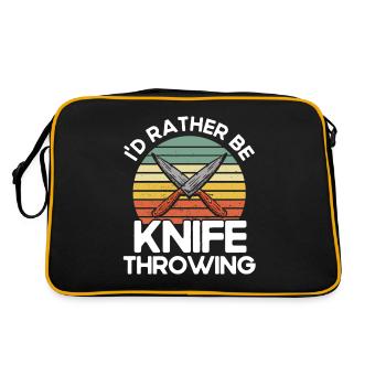 Messerwurfscheibe Geschenk Messerwerfer - Retro Tasche - Schwarz/Gold - Hinten